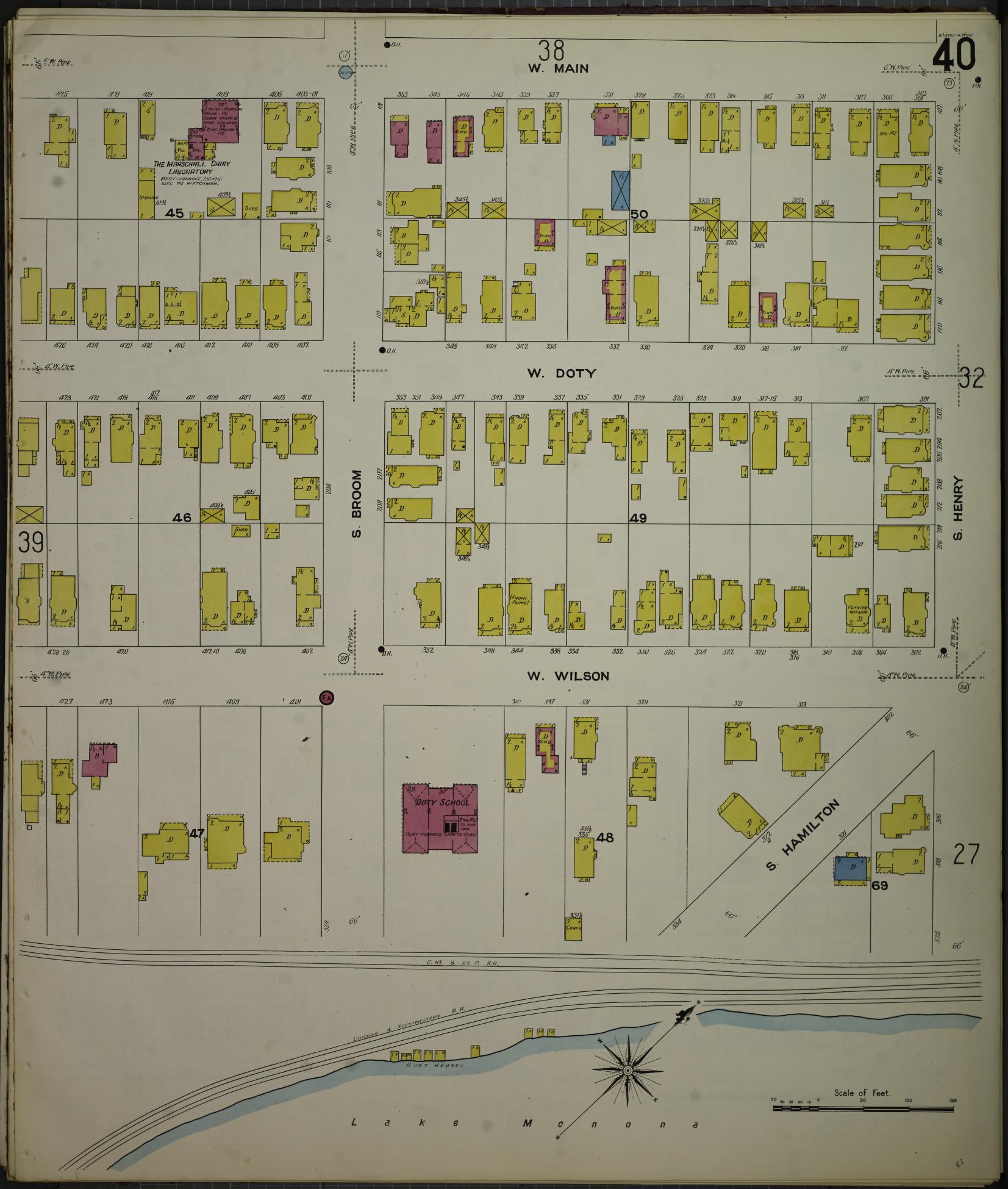 Sanborn Fire Insurance Map from Madison, Dane County, Wisconsin (1908), Sheet #0040 - Complete Map Set gallery image, historic Sanborn map, vintage wall art, Wisconsin Wisconsin