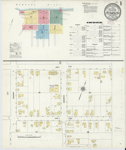 Sanborn Fire Insurance Map from Plymouth, Washington County, North Carolina (1910), Sheet #0001 - Complete Map Set gallery image, historic Sanborn map, vintage wall art, North Carolina North Carolina