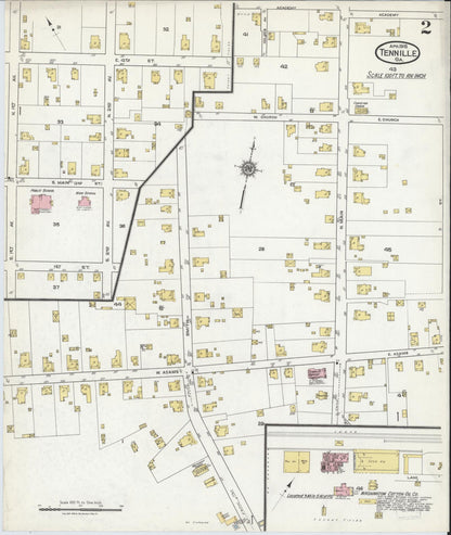 Sanborn Fire Insurance Map from Tennille, Washington County, Georgia (1918), Sheet #0002 - Complete Map Set gallery image, historic Sanborn map, vintage wall art, Georgia Georgia