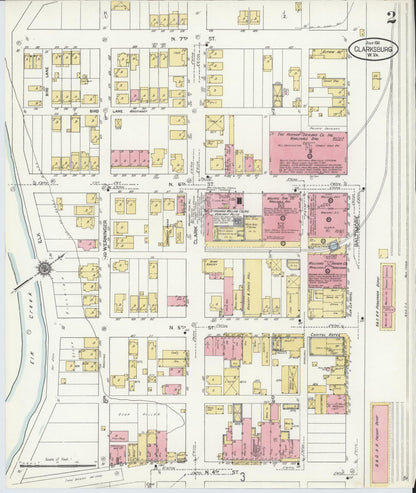 Sanborn Fire Insurance Map from Clarksburg, Harrison County, West Virginia (1911), Sheet #0002 - Complete Map Set gallery image, historic Sanborn map, vintage wall art, West Virginia West Virginia