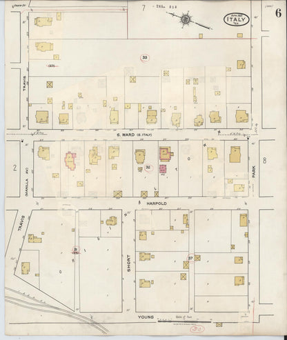 Sanborn Fire Insurance Map from Italy, Ellis County, Texas (1944), Sheet #0006 - Historic Sanborn Fire Insurance Map Print, vintage old map wall art, antique decor, genealogy gift, Texas Texas map