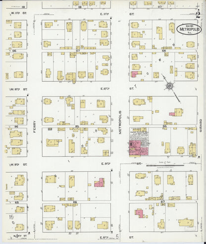 Sanborn Fire Insurance Map from Metropolis, Massac County, Illinois (1921), Sheet #0002 - Complete Map Set gallery image, historic Sanborn map, vintage wall art, Illinois Illinois