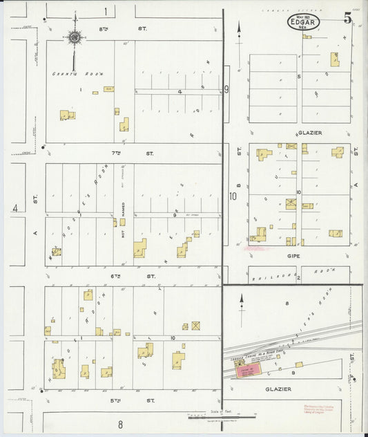 Sanborn Fire Insurance Map from Edgar, Clay County, Nebraska (1921), Sheet #0005 - Historic Sanborn Fire Insurance Map Print, vintage old map wall art, antique decor, genealogy gift, Nebraska Nebraska map