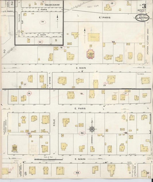Sanborn Fire Insurance Map from Ladonia, Fannin County, Texas (1934), Sheet #0003 - Historic Sanborn Fire Insurance Map Print, vintage old map wall art, antique decor, genealogy gift, Texas Texas map