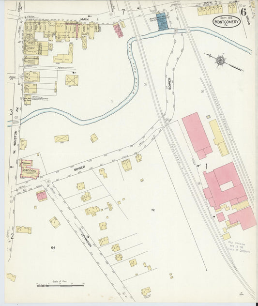 Sanborn Fire Insurance Map from Montgomery, Lycoming County, Pennsylvania (1912), Sheet #0006 - Historic Sanborn Fire Insurance Map Print, vintage old map wall art, antique decor, genealogy gift, Pennsylvania Pennsylvania map