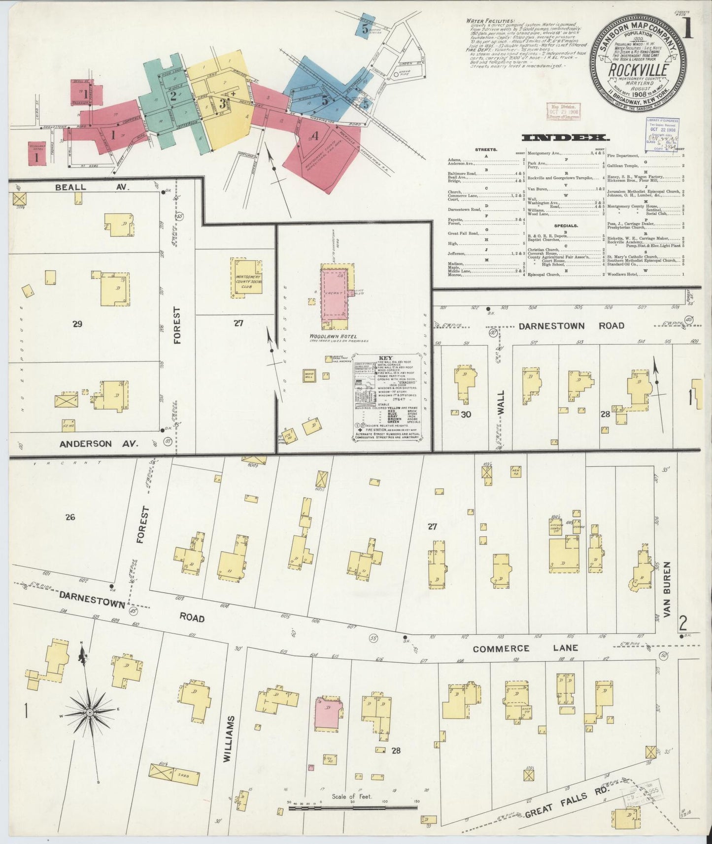 Sanborn Fire Insurance Map from Rockville, Montgomery County, Maryland. (1908) – Historic Sanborn Fire Insurance Map Print