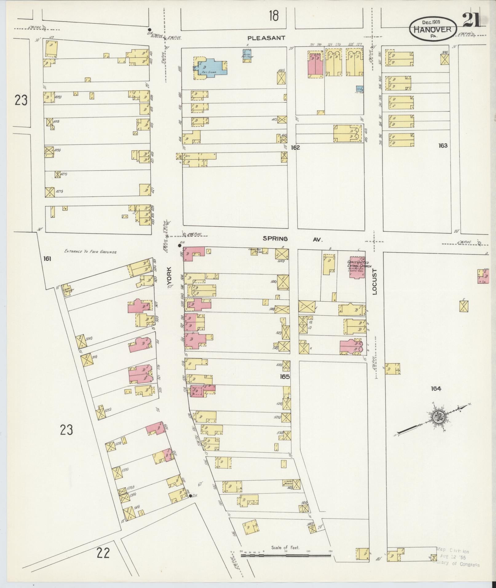 Sanborn Fire Insurance Map from Hanover, York County, Pennsylvania (1909), Sheet #0021 - Historic Sanborn Fire Insurance Map Print, vintage old map wall art, antique decor, genealogy gift, Pennsylvania Pennsylvania map