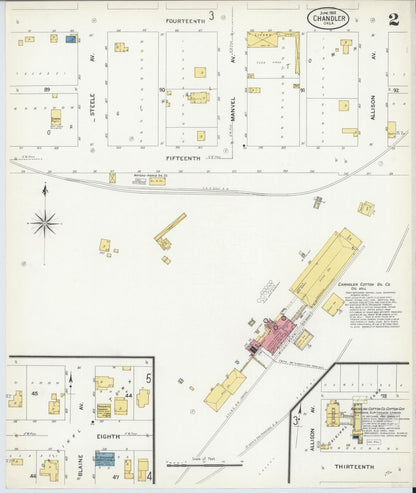 Sanborn Fire Insurance Map from Chandler, Lincoln County, Oklahoma (1908), Sheet #0002 - Complete Map Set gallery image, historic Sanborn map, vintage wall art, Oklahoma Oklahoma