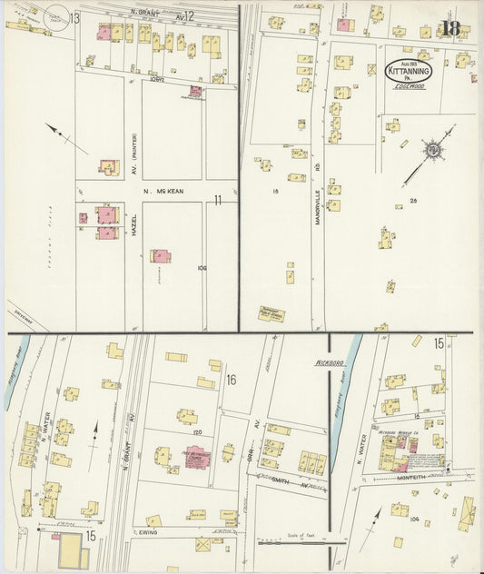 Sanborn Fire Insurance Map from Kittanning, Armstrong County, Pennsylvania (1913), Sheet #0018 - Historic Sanborn Fire Insurance Map Print, vintage old map wall art, antique decor, genealogy gift, Pennsylvania Pennsylvania map