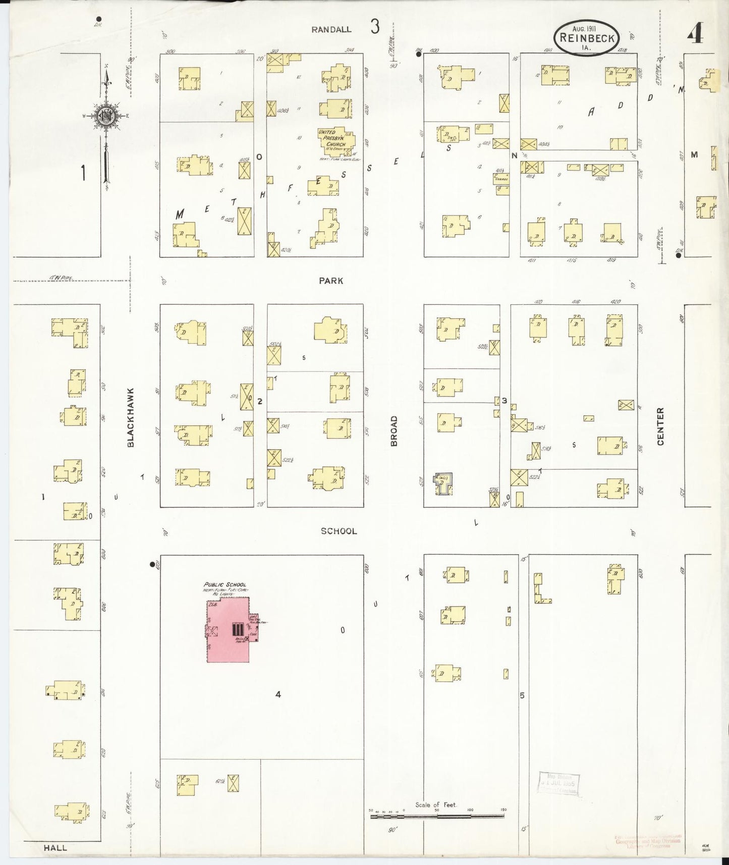 Sanborn Fire Insurance Map from Reinbeck, Grundy County, Iowa (1911), Sheet #0004 - Historic Sanborn Fire Insurance Map Print, vintage old map wall art