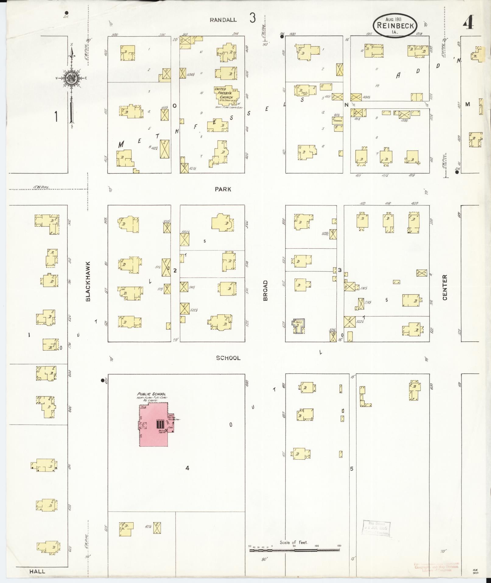 Sanborn Fire Insurance Map from Reinbeck, Grundy County, Iowa (1911), Sheet #0004 - Historic Sanborn Fire Insurance Map Print, vintage old map wall art