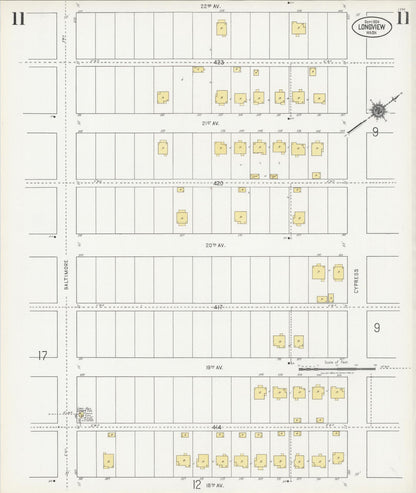 Sanborn Fire Insurance Map from Longview, Cowlitz County, Washington (1924), Sheet #0011 - Complete Map Set gallery image, historic Sanborn map, vintage wall art, Washington Washington