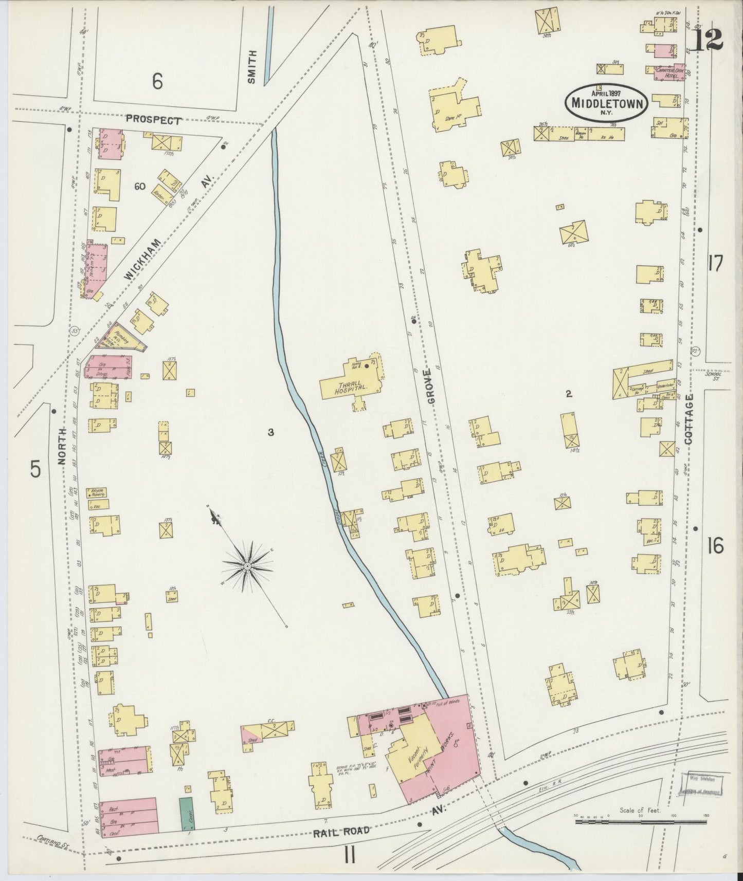 Sanborn Fire Insurance Map from Middletown, Orange County, New York (1897), Sheet #0012 - Complete Map Set gallery image, historic Sanborn map, vintage wall art, New York New York