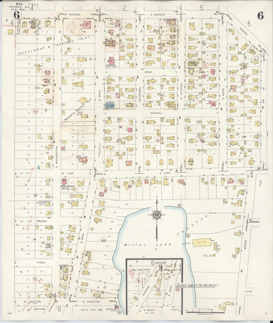 Sanborn Fire Insurance Map from Waupaca, Waupaca County, Wisconsin (1941), Sheet #0006 - Historic Sanborn Fire Insurance Map Print, vintage old map wall art, antique decor, genealogy gift, Wisconsin Wisconsin map