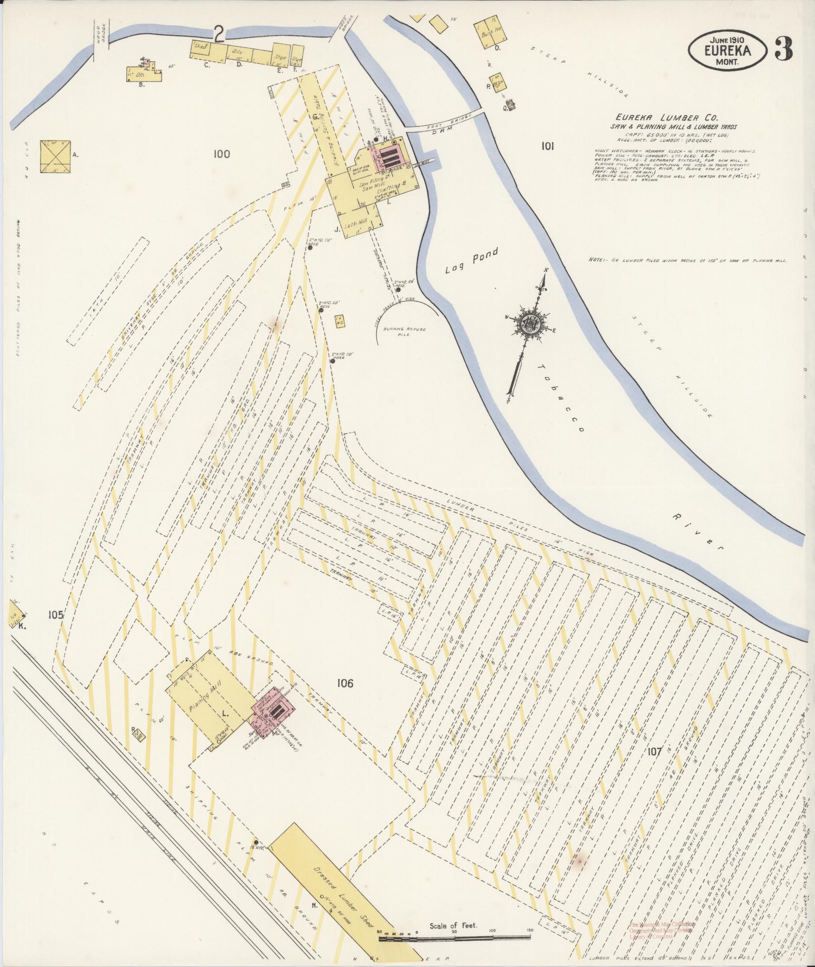 Sanborn Fire Insurance Map from Eureka, Lincoln County, Montana (1910), Sheet #0003 - Complete Map Set gallery image, historic Sanborn map, vintage wall art, Montana Montana