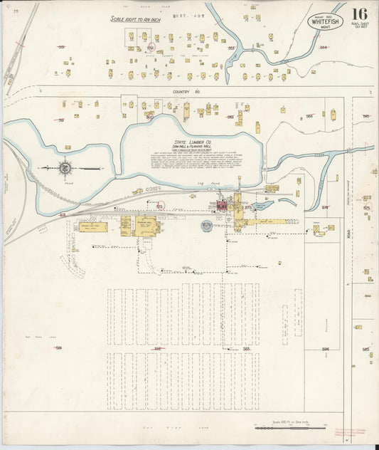 Sanborn Fire Insurance Map from Whitefish, Flathead County, Montana (1932), Sheet #0016 - Historic Sanborn Fire Insurance Map Print, vintage old map wall art, antique decor, genealogy gift, Montana Montana map