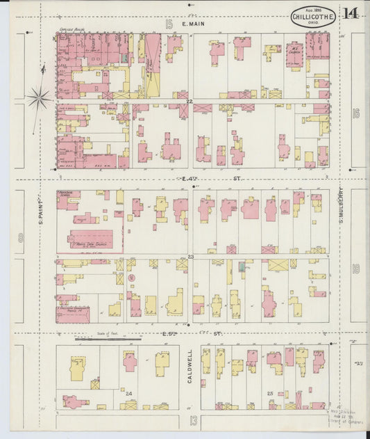 Sanborn Fire Insurance Map from Chillicothe, Ross County, Ohio (1895), Sheet #0014 - Historic Sanborn Fire Insurance Map Print, vintage old map wall art, antique decor, genealogy gift, Ohio Ohio map