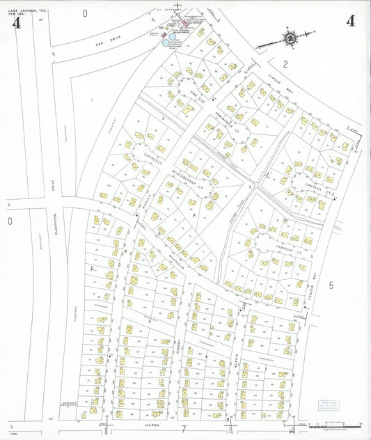 Sanborn Fire Insurance Map from Lake Jackson, Brazoria County, Texas (1951), Sheet #0004 - Historic Sanborn Fire Insurance Map Print, vintage old map wall art, antique decor, genealogy gift, Texas Texas map