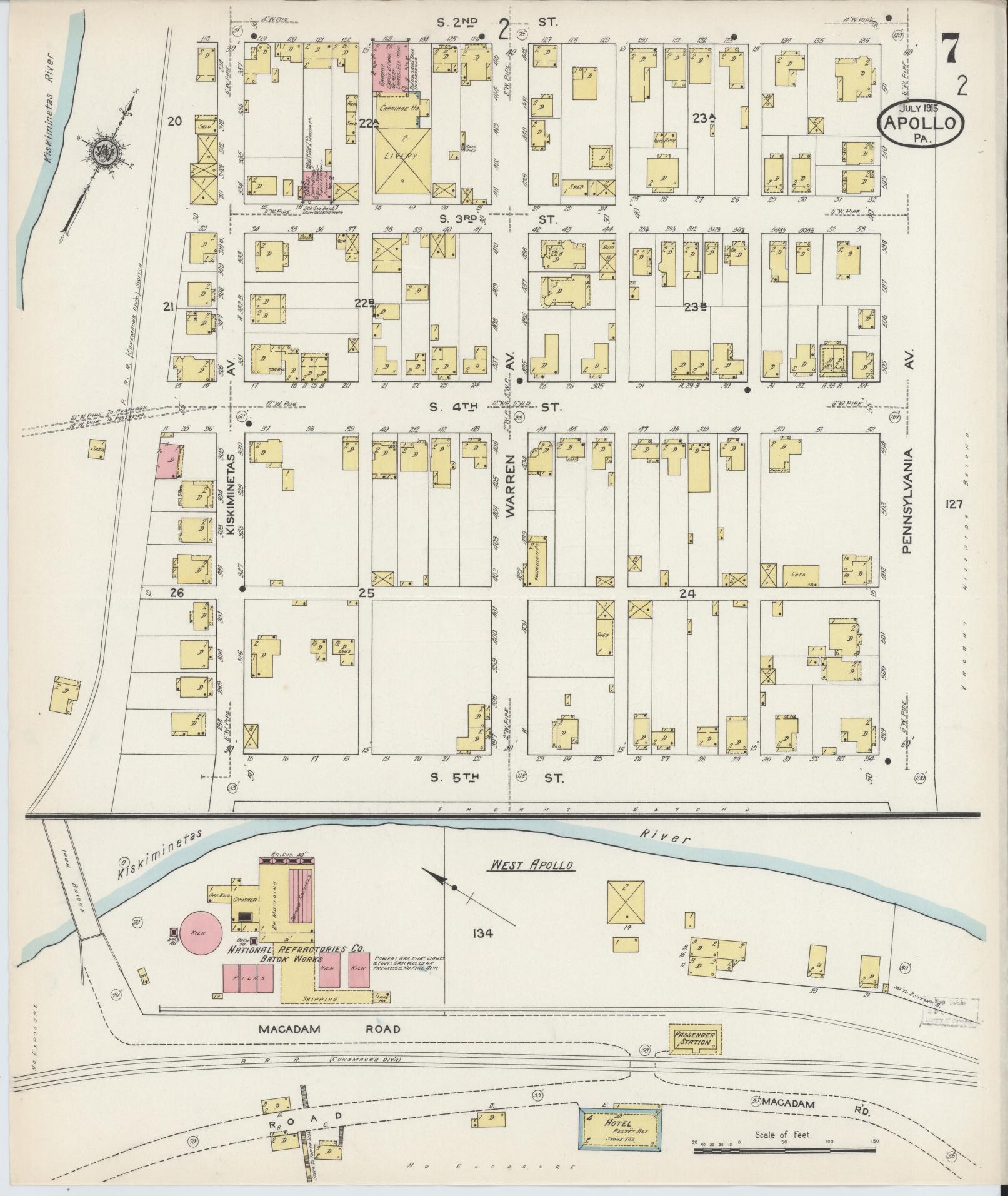 Sanborn Fire Insurance Map from Apollo, Armstrong County, Pennsylvania (1915), Sheet #0007 - Historic Sanborn Fire Insurance Map Print, vintage old map wall art, antique decor, genealogy gift, Pennsylvania Pennsylvania map