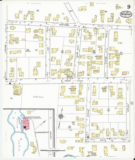 Sanborn Fire Insurance Map from Newport, Orleans County, Vermont (1919), Sheet #0009 - Historic Sanborn Fire Insurance Map Print, vintage old map wall art, antique decor, genealogy gift, Vermont Vermont map