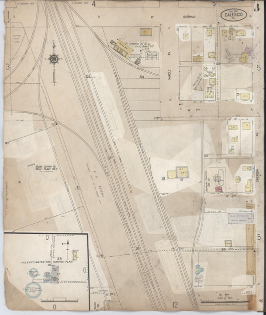 Sanborn Fire Insurance Map from Calexico, Imperial County, California (1956), Sheet #0008 - Historic Sanborn Fire Insurance Map Print, vintage old map wall art, antique decor, genealogy gift, California California map