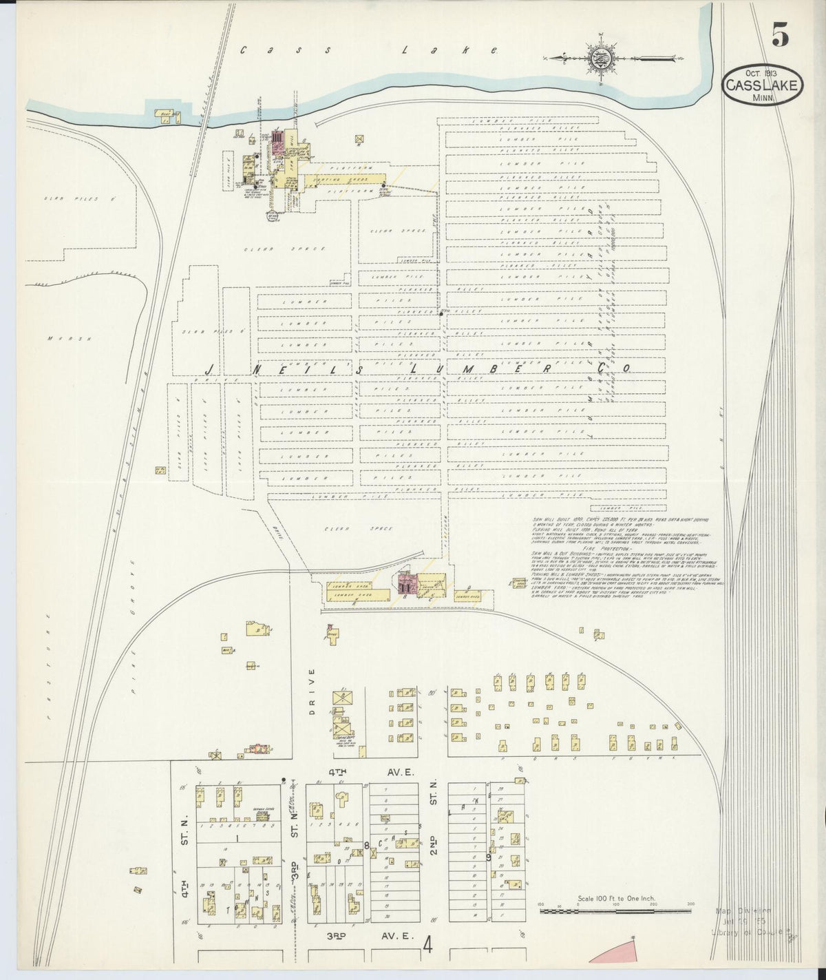 Sanborn Fire Insurance Map from Cass Lake, Cass County, Minnesota (1913), Sheet #0005 - Complete Map Set gallery image, historic Sanborn map, vintage wall art, Minnesota Minnesota