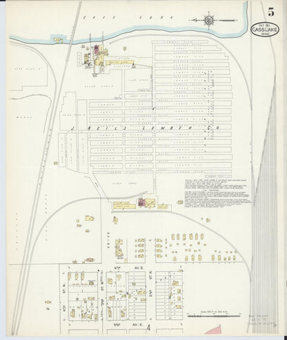 Sanborn Fire Insurance Map from Cass Lake, Cass County, Minnesota (1913), Sheet #0005 - Complete Map Set gallery image, historic Sanborn map, vintage wall art, Minnesota Minnesota