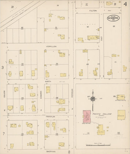 Sanborn Fire Insurance Map from Newberg, Yamhill County, Oregon (1912), Sheet #0004 - Complete Map Set gallery image, historic Sanborn map, vintage wall art, Oregon Oregon