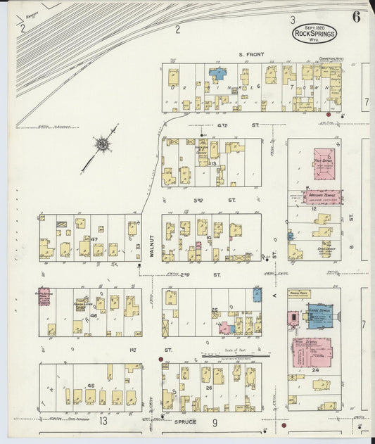 Sanborn Fire Insurance Map from Rock Springs, Sweetwater County, Wyoming (1920), Sheet #0006 - Historic Sanborn Fire Insurance Map Print, vintage old map wall art, antique decor, genealogy gift, Wyoming Wyoming map