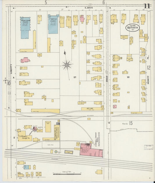 Sanborn Fire Insurance Map from Batavia, Genesee County, New York (1901), Sheet #0011 - Historic Sanborn Fire Insurance Map Print, vintage old map wall art, antique decor, genealogy gift, New York New York map