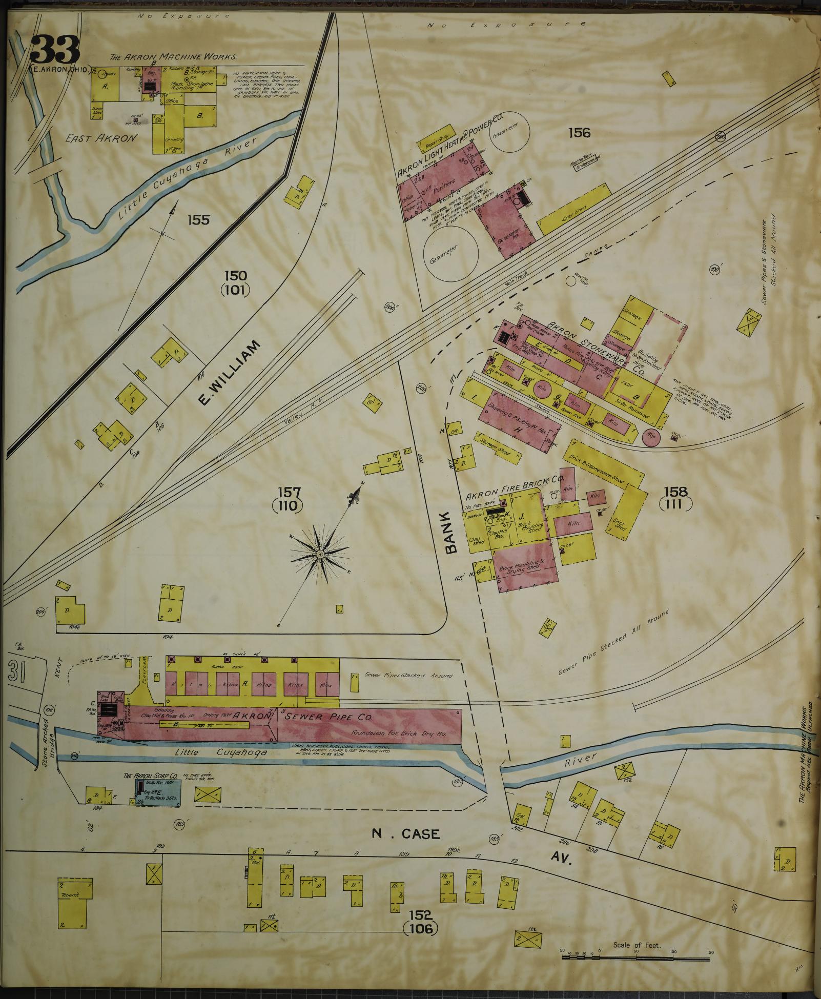 Sanborn Fire Insurance Map from Akron, Summit County, Ohio (1892), Sheet #0033 - Complete Map Set gallery image, historic Sanborn map, vintage wall art, Ohio Ohio