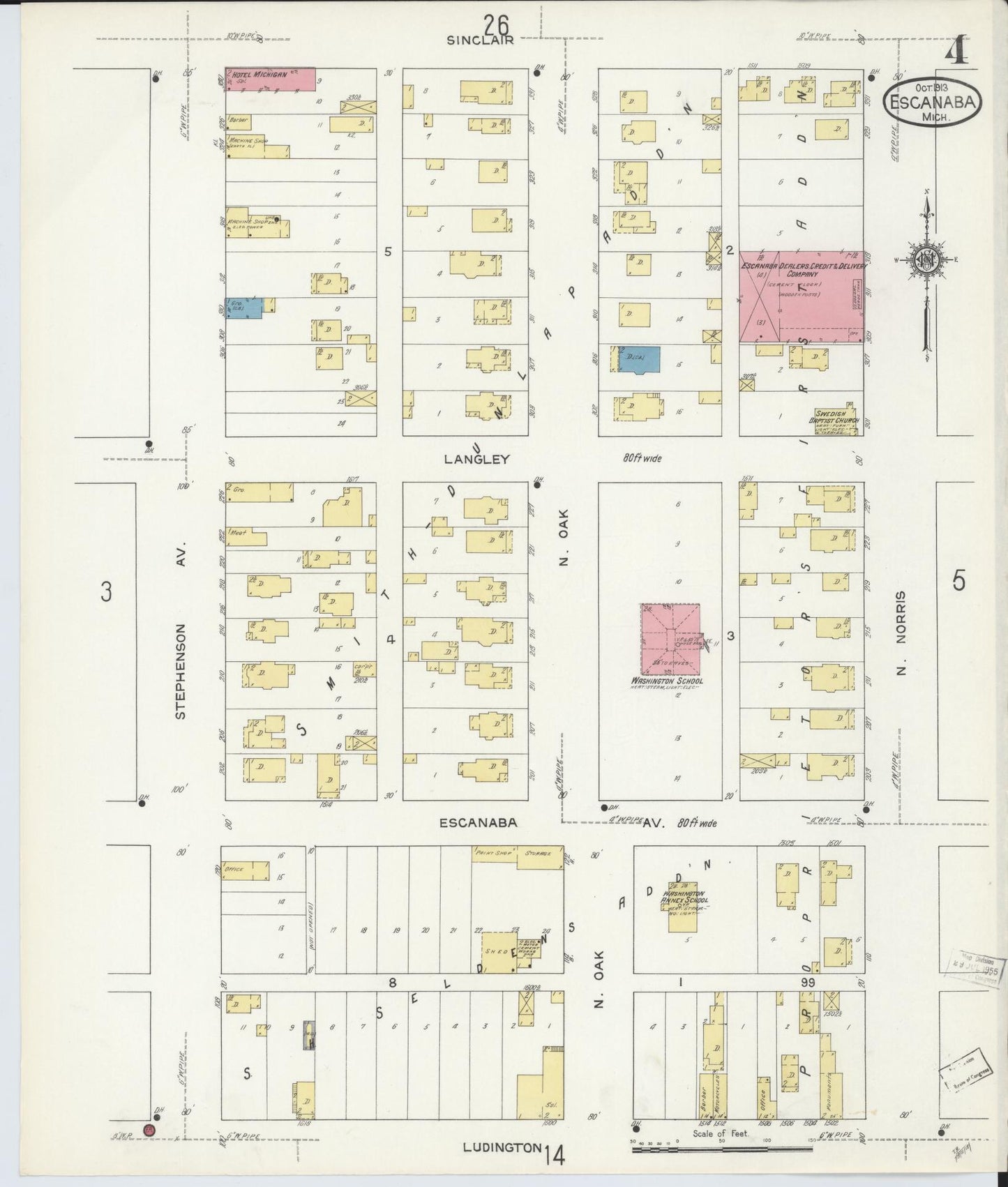 Sanborn Fire Insurance Map from Escanaba, Delta County, Michigan (1913), Sheet #0004 - Complete Map Set gallery image, historic Sanborn map, vintage wall art, Michigan Michigan
