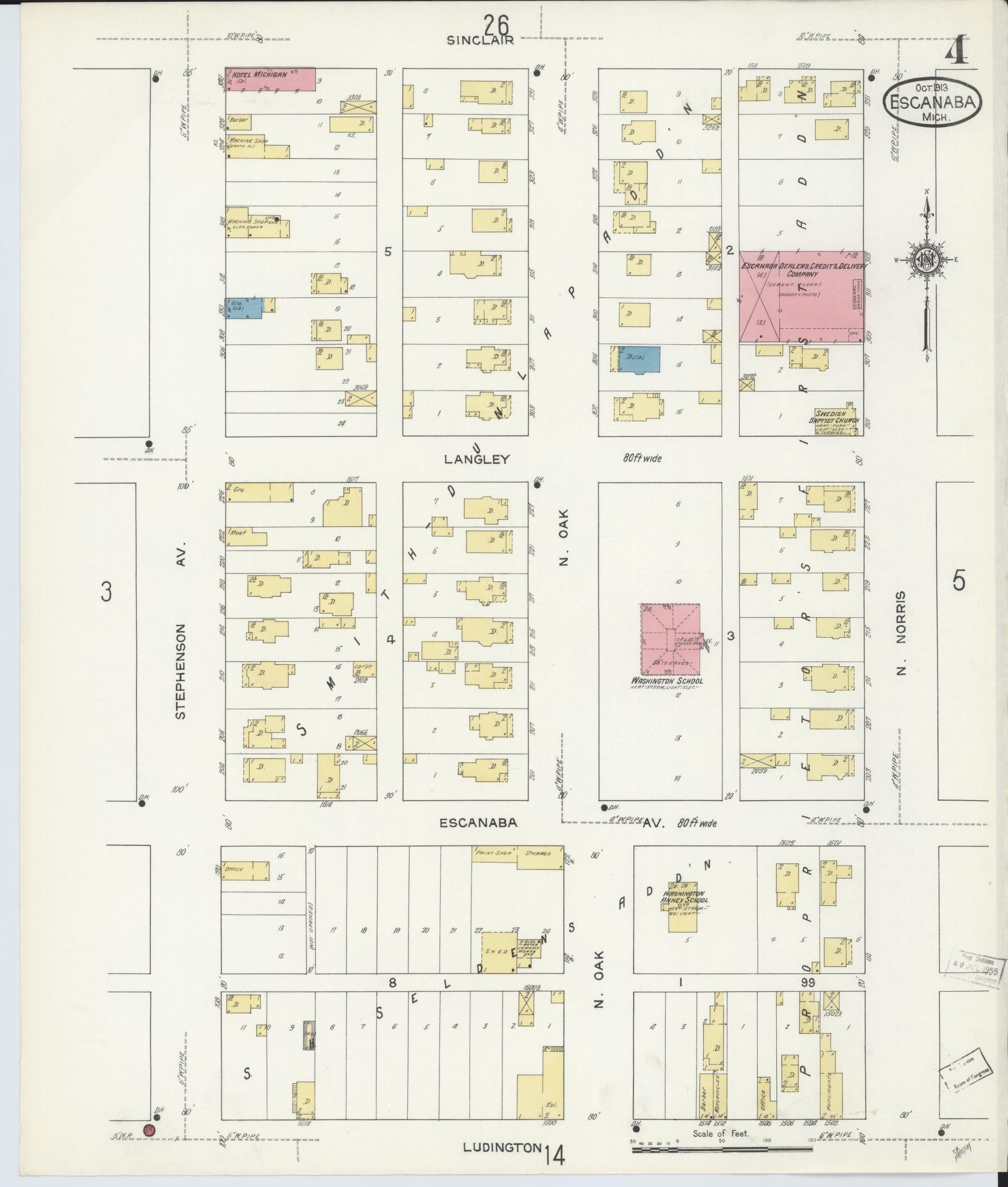 Sanborn Fire Insurance Map from Escanaba, Delta County, Michigan (1913), Sheet #0004 - Complete Map Set gallery image, historic Sanborn map, vintage wall art, Michigan Michigan