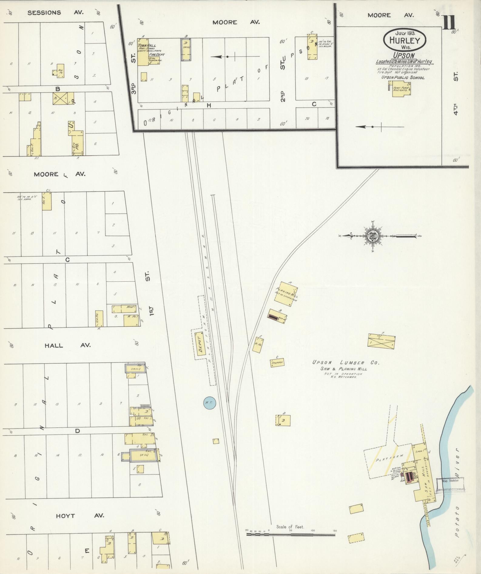Sanborn Fire Insurance Map from Hurley, Iron County, Wisconsin (1913), Sheet #0011 - Historic Sanborn Fire Insurance Map Print, vintage old map wall art, antique decor, genealogy gift, Wisconsin Wisconsin map
