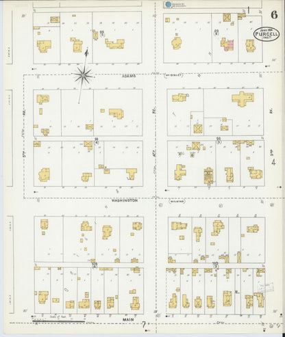 Sanborn Fire Insurance Map from Purcell, McClain County, Oklahoma (1904), Sheet #0006 - Complete Map Set gallery image, historic Sanborn map, vintage wall art, Oklahoma Oklahoma