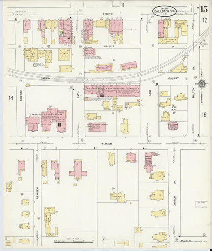 Sanborn Fire Insurance Map from Ballston Spa, Saratoga County, New York (1911), Sheet #0015 - Complete Map Set gallery image, historic Sanborn map, vintage wall art, New York New York