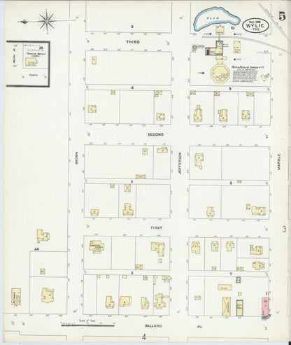 Sanborn Fire Insurance Map from Wylie, Collin County, Texas (1906), Sheet #0005 - Complete Map Set gallery image, historic Sanborn map, vintage wall art, Texas Texas