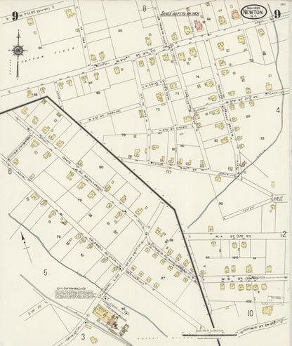 Sanborn Fire Insurance Map from Newton, Catawba County, North Carolina (1924), Sheet #0009 - Historic Sanborn Fire Insurance Map Print, vintage old map wall art, antique decor, genealogy gift, North Carolina North Carolina map
