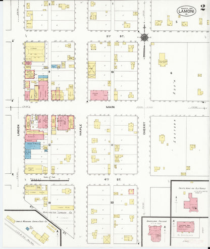 Sanborn Fire Insurance Map from Lamoni, Decatur County, Iowa (1916), Sheet #0002 - Historic Sanborn Fire Insurance Map Print