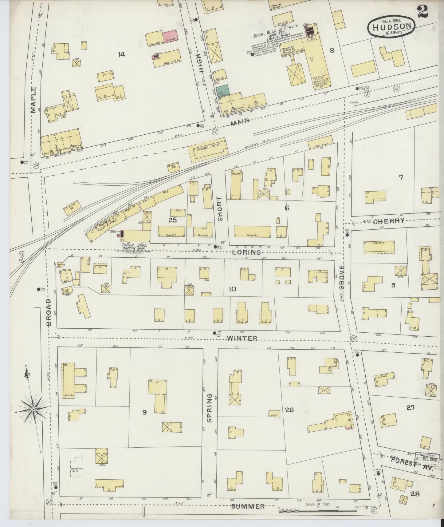 Sanborn Fire Insurance Map from Hudson, Middlesex County, Massachusetts (1894), Sheet #0002 - Complete Map Set gallery image, historic Sanborn map, vintage wall art, Massachusetts Massachusetts