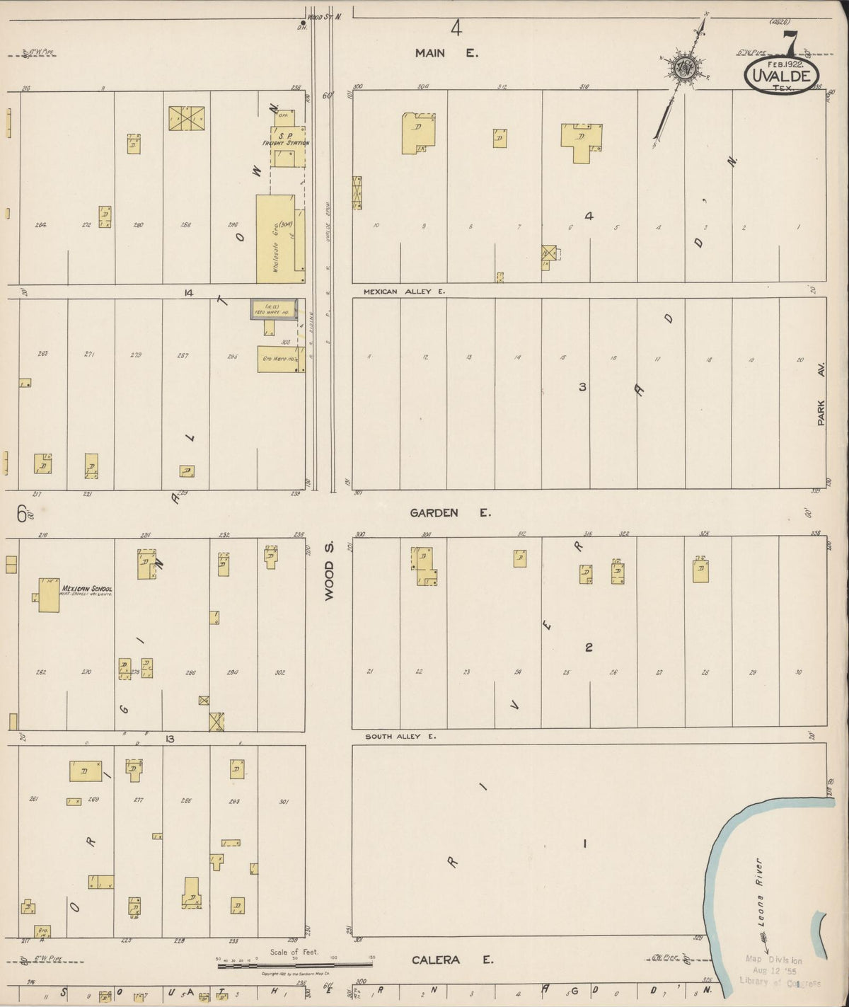 Sanborn Fire Insurance Map from Uvalde, Uvalde County, Texas (1922), Sheet #0007 - Complete Map Set gallery image, historic Sanborn map, vintage wall art, Texas Texas