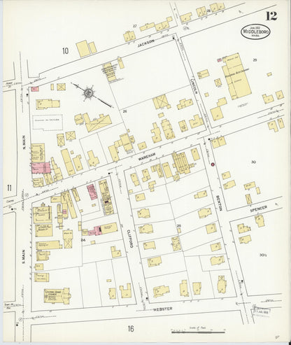 Sanborn Fire Insurance Map from Middleboro, Plymouth County, Massachusetts (1912), Sheet #0012 - Historic Sanborn Fire Insurance Map Print, vintage old map wall art, antique decor, genealogy gift, Massachusetts Massachusetts map