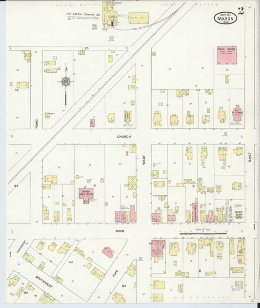 Sanborn Fire Insurance Map from Mason, Warren County, Ohio (1911), Sheet #0002 - Historic Sanborn Fire Insurance Map Print, vintage old map wall art, antique decor, genealogy gift, Ohio Ohio map