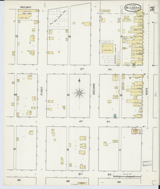 Sanborn Fire Insurance Map from Milbank, Grant County, South Dakota (1892), Sheet #0003 - Historic Sanborn Fire Insurance Map Print, vintage old map wall art, antique decor, genealogy gift, South Dakota South Dakota map
