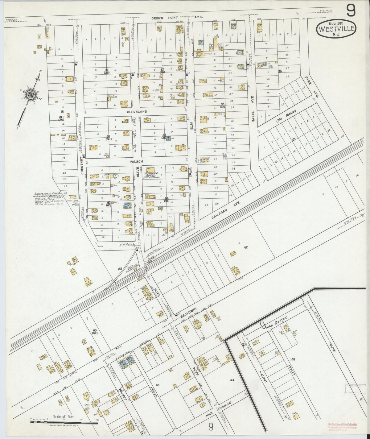 Sanborn Fire Insurance Map from Westville, Gloucester County, New Jersey (1919), Sheet #0009 - Complete Map Set gallery image, historic Sanborn map, vintage wall art, New Jersey New Jersey