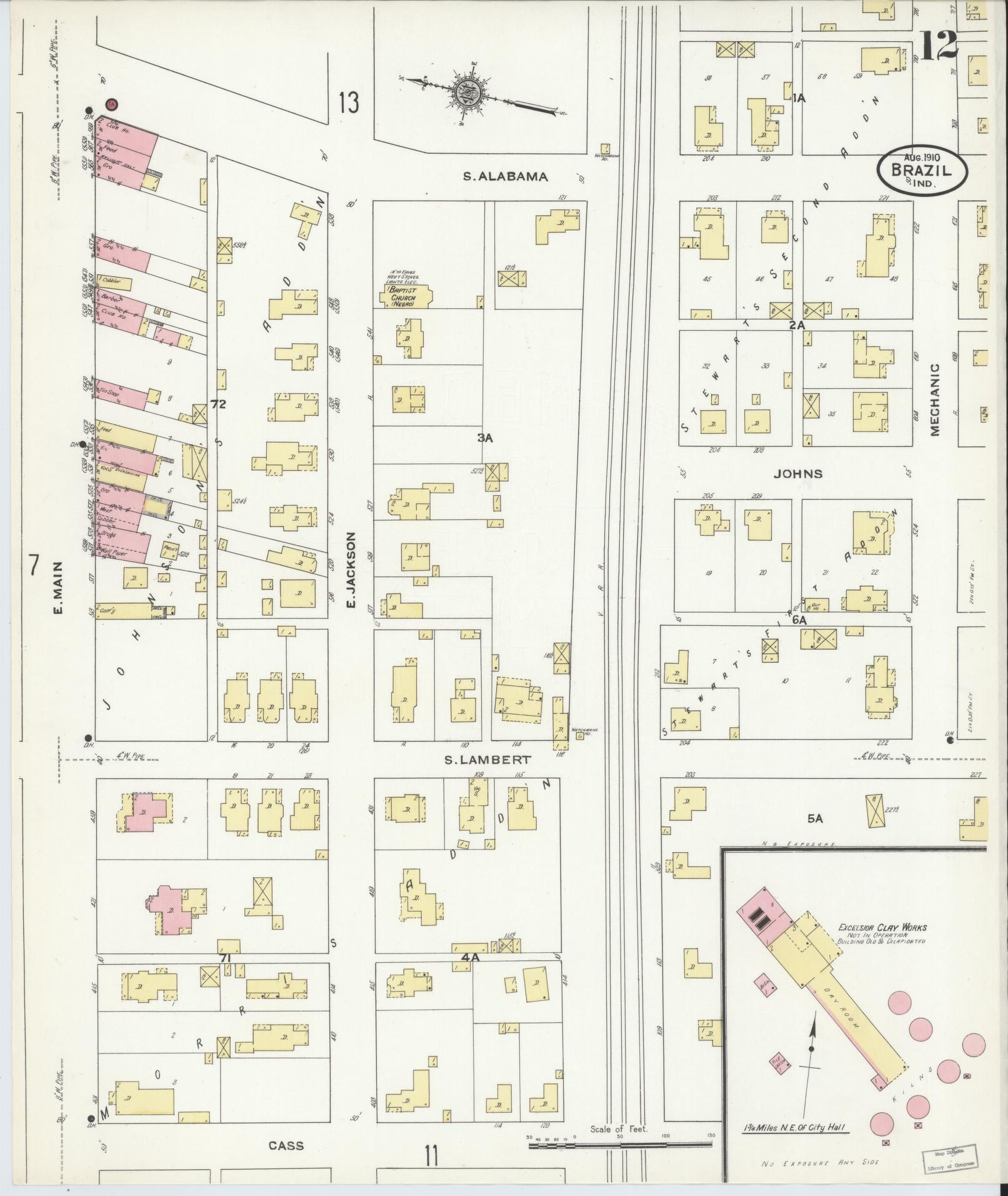 Sanborn Fire Insurance Map from Brazil, Clay County, Indiana (1910), Sheet #0012 - Complete Map Set gallery image, historic Sanborn map, vintage wall art, Indiana Indiana
