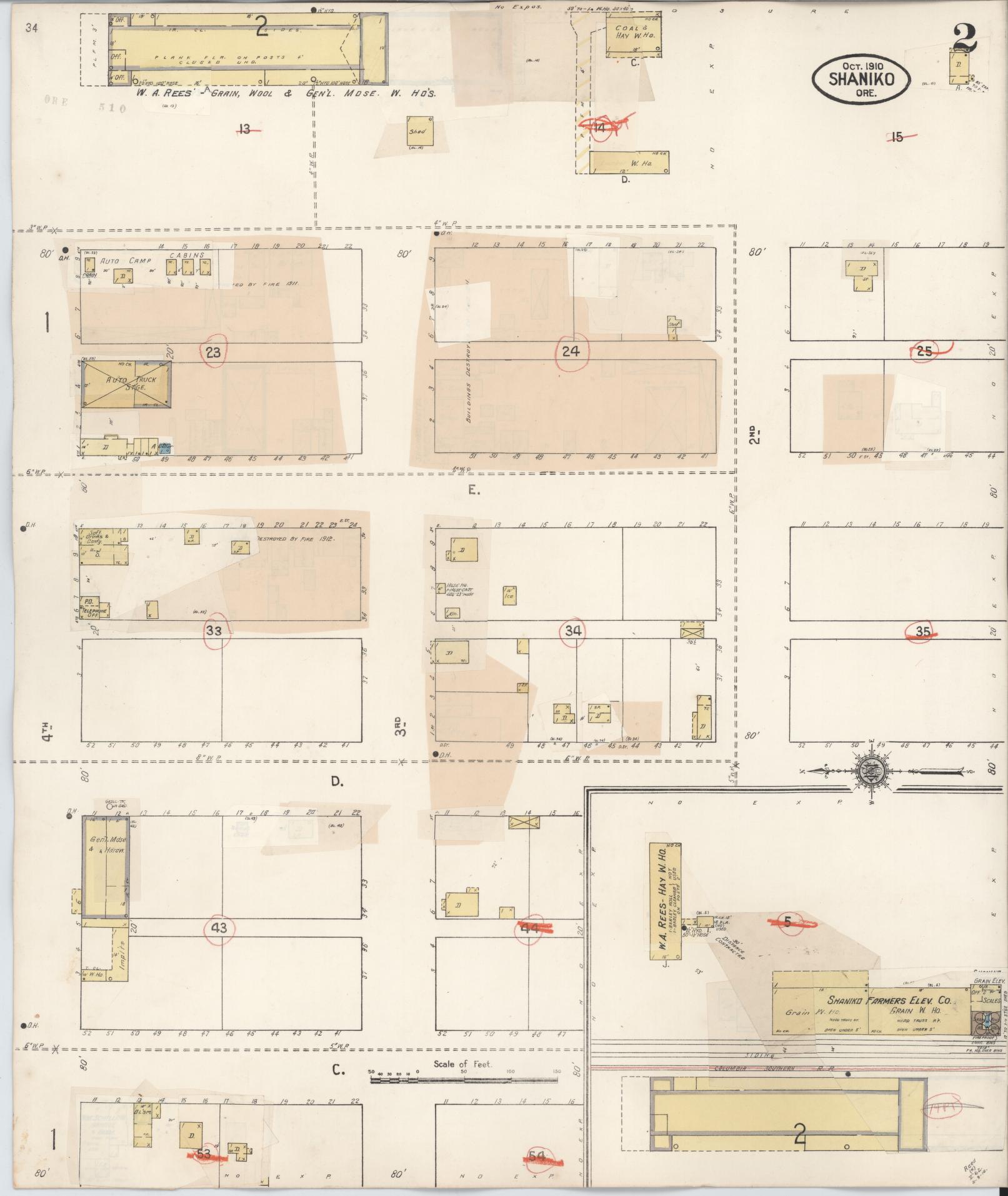 Sanborn Fire Insurance Map from Shaniko, Wasco County, Oregon (1931), Sheet #0002 - Historic Sanborn Fire Insurance Map Print, vintage old map wall art, antique decor, genealogy gift, Oregon Oregon map