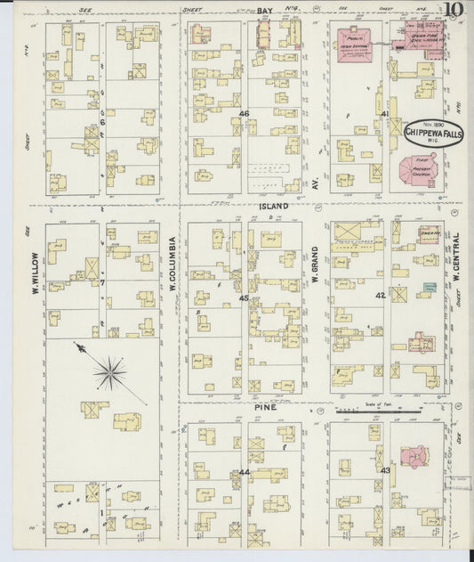 Sanborn Fire Insurance Map from Chippewa Falls, Chippewa County, Wisconsin (1890), Sheet #0010 - Historic Sanborn Fire Insurance Map Print, vintage old map wall art, antique decor, genealogy gift, Wisconsin Wisconsin map
