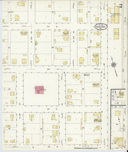Sanborn Fire Insurance Map from Heavener, Le Flore County, Oklahoma (1913), Sheet #0002 - Complete Map Set gallery image, historic Sanborn map, vintage wall art, Oklahoma Oklahoma