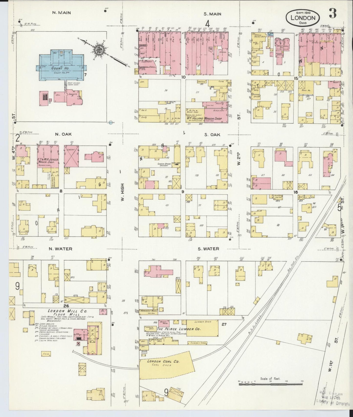 Sanborn Fire Insurance Map from London, Madison County, Ohio (1910), Sheet #0003 - Complete Map Set gallery image, historic Sanborn map, vintage wall art, Ohio Ohio